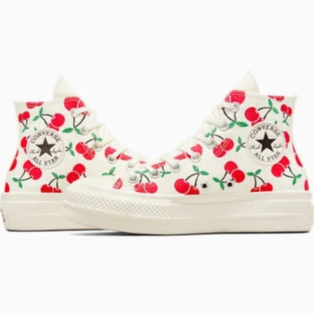Converse Women's Cherry Print High-Top Sneakers - White and Red